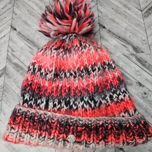 Spyder Beanie Adult Size Pink Pompom Crochet Knit